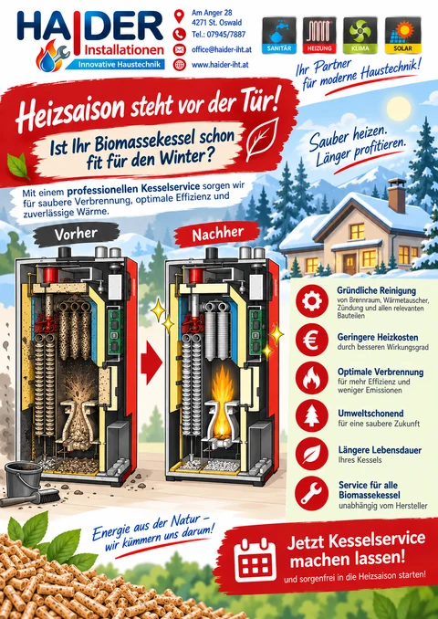 Haider-Flyer: Kesselservice für Biomassekessel vor der Heizsaison